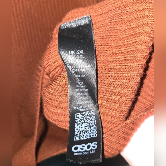 Men's Asos 1/4 Zip Ribbed Acrylic Pullover Sweater,  Size 2XL - Picture 5 of 8